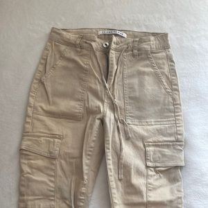 Beige Skinny Cargo Jeans